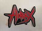 HIRAX, IRON ON, SEW ON RED AND SILVER WOVEN PATCH