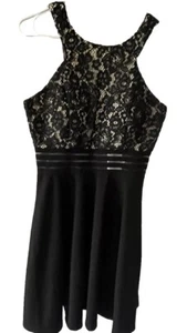 Mini abito donna senza parole pizzo nero taglia 9 classico flirty - Foto 1 di 14