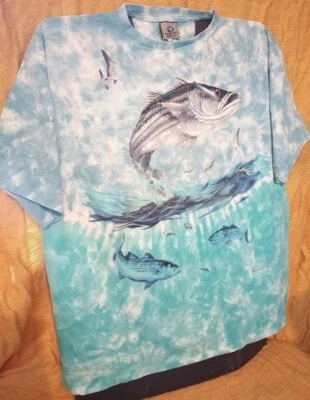 Striper Strike NOVA camiseta peixe XL adulto azul líquido vintage cinza logotipo etiqueta - Imagem 1 de 4