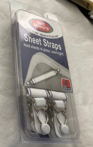 Juego de 4 correas para sábanas blancas ajustables Levinsohn textil sellado para fabricantes de camas - Imagen 1 de 2