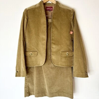 Conjunto de traje blazer y falda recta de pana para mujer años 70 de colección nuevo con etiqueta talla 8/9 Foto 1 de 4