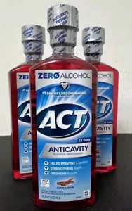 3-Pack ACT Anticavity Fluoride Mouthwash Rinse, Zero Alcohol, Cinnamon, 18oz Ea - Picture 1 of 1