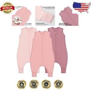 Ultra Soft 0.5 Tog Organic Cotton Toddler Sleep Sack with Leg Openings - 3-Pack - Picture 1 of 10