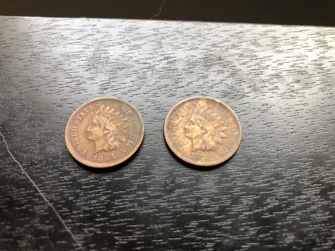 1864 & 1876 Indian Head - sharp W/ Liberty Cover