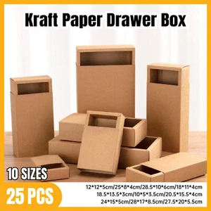 25PCS Kraft Paper Drawer Box Packaging Gift Storage Organiser Small Kraft Boxes - Picture 1 of 26