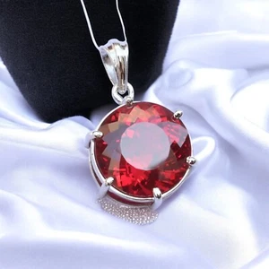Natural 27.35 Ct Red Ruby Gemstone Pendant – Certified 925 Solid Silver Jewelry - Picture 1 of 5