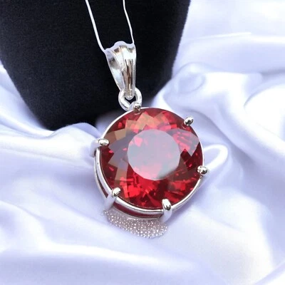 Colgante de piedras preciosas de rubí rojo natural de 27,35 quilates - Joyería de plata maciza 925 certificada Foto 1 de 4