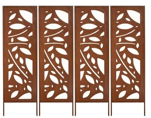 SICHTSCHUTZ 4x - ROST GARTEN DEKO 160x50CM WINDSCHUTZ METALL ROSTOPTIK EDELROST - Bild 1 von 5