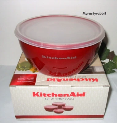 Kitchenaid Empire Red - Cuencos de preparación - Juego de 4 - Almacenamiento con tapas - Nuevo Foto 1 de 4