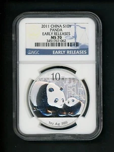 China PRC People's Republic 1 oz 2011 Silver 10Y Panda Early Releases NGC MS 70 - Picture 1 of 4