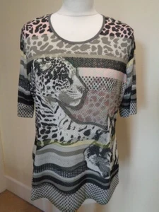 GERRY WEBER MULTI COLOURED LEOPARD PRINT TOP WITH STUD DETAIL - SIZE 14 (40) - Picture 1 of 7