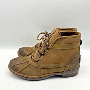 UGG Boots Womens 8 Greda Duck Waterproof Chestnut Leather Shearling - Picture 1 of 8