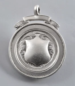 ANTIQUE STERLING SILVER POCKET WATCH FOB MEDAL HALLMARK BIRMINGHAM 1928 - Picture 1 of 24