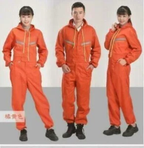 Men Hooded Coveralls Overalls Workwear Mechanic Jumpsuit Protective Reflective - Picture 1 of 15