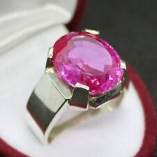 Men Oval Shape Pink Topaz Ring in Sterling Silver 925 Ring Rare Pink Topaz Ring 