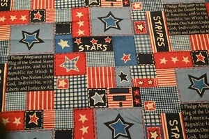 5 YDS Stars & Stripes Pledge of Allegiance Patriotic 100% cotton fabric - Picture 1 of 6