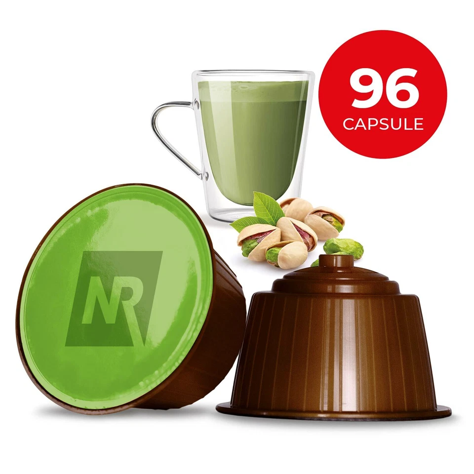 96 Capsule Cialde 100% Compatibili NESCAFE DOLCE GUSTO cappuccino PISTACCHIO