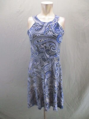 TOMMY HILFIGER Size 2 Women Paisley Back Zip Sleeveless Halter Skater Dress 148 - Image 1 of 4