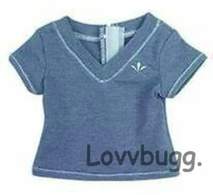 Blue V Neck Shirt for American Girl 18" Doll Clothes +FREESHIP ADD-ONS! LOVVBUGG - Picture 1 of 12