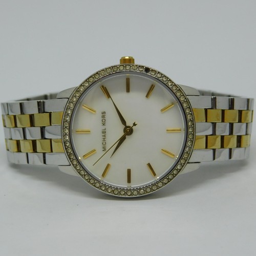 MICHAEL KORS MK 3139 Orologio da donna al quarzo acciaio inox taglia Batteria nuova 6 3 4