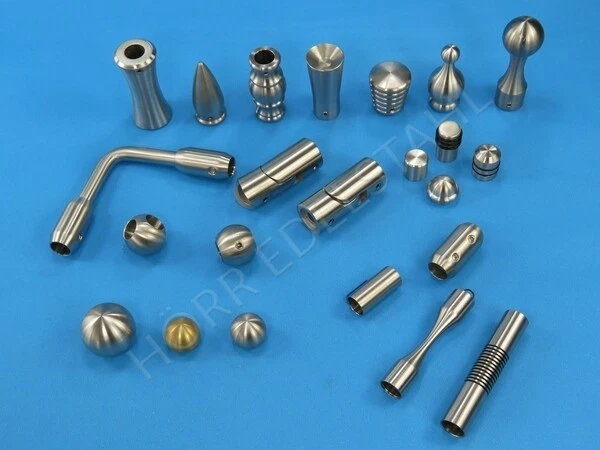 HÖRR EDELSTAHL Edelstahl Geländer Rundstab Verbinder Endkappe Abschluss Endstück Kugel Ecke VA