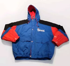 Vintage 90's New England Patriots Hooded Puffer Jacket Mirage Men's XL NFL - Picture 1 of 24
