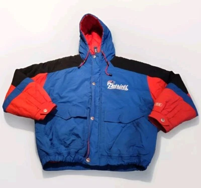 Chaqueta acolchada con capucha Mirage vintage de los 90 de los New England Patriots XL NFL Foto 1 de 4