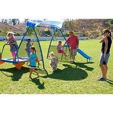 Outdoor Kids Playset Swing Trampoline Slide Fun Toy Children Gym Jumper Garden