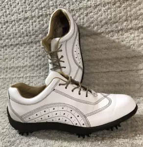 FootJoy Women's Size 8M LoPro White Leather Low Top Soft Spikes Golf Shoes 97067 - Picture 1 of 12