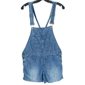 Holding Horses Womens Jean Shortalls Linen Blend Denim Jumper Blue Size 26 BO - Picture 1 of 2