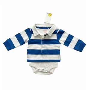 NWT Mini Boden Blue White Star Polo Bodysuit Top Size Newborn - Picture 1 of 4