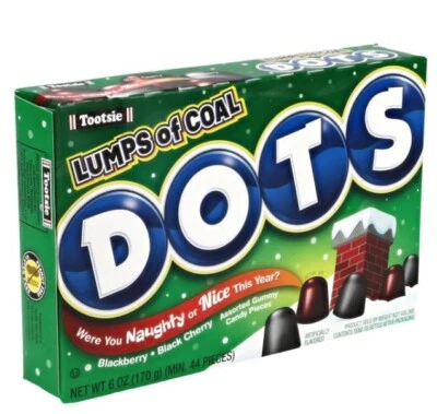 Gotas de goma de Navidad Tootsie LUMPS OF COAL DOTS 6 oz * BB 8/2025 * Foto 1 de 2