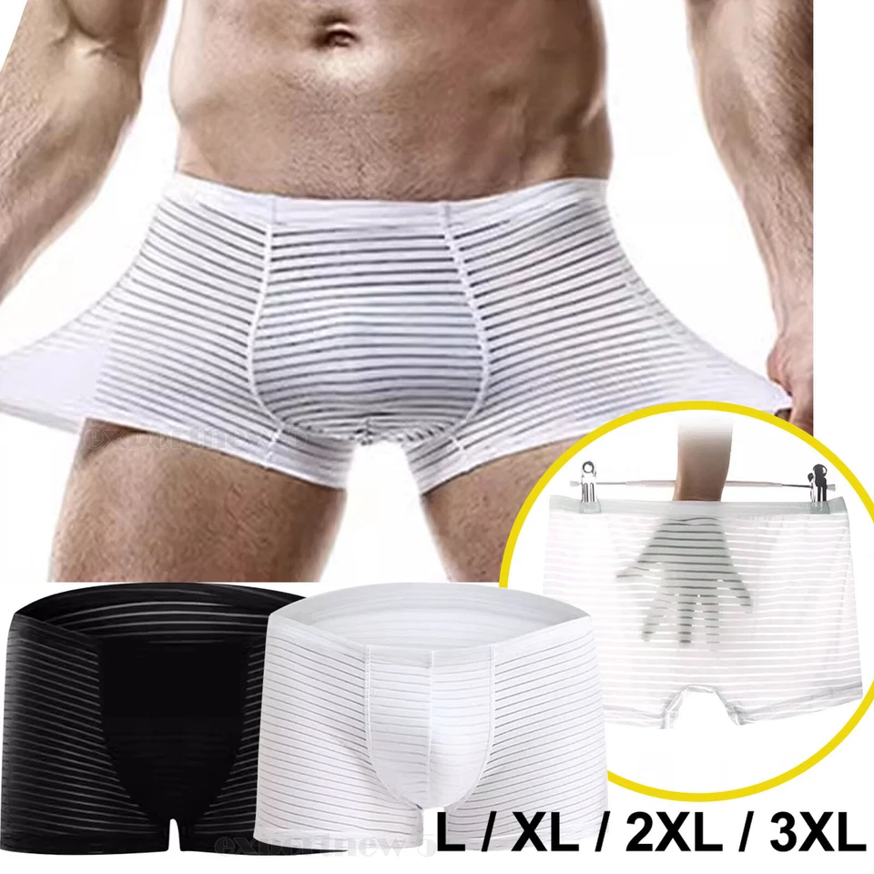 Cuecas boxer masculinas transparentes shorts masculinas macias tronco transparente - Imagem 1 de 4