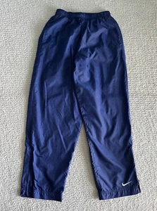Vintage Nike Windbreaker Pants Boys Large 14 - 16 Blue 90s Y2K Ankle Zip Lined - Picture 1 of 12