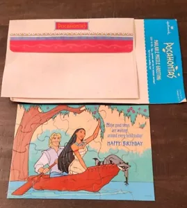 Vintage Disney Pocahontas Biglietto Compleanno Puzzle Punzone RARO. Completo - Foto 1 di 13