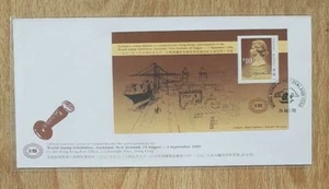 China Hong Kong 1990 Exposición Mundial de Sellos, Auckland Nueva Zelanda MS en FDC - Imagen 1 de 2