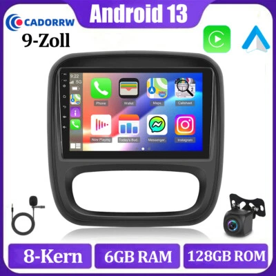 6+128GB 9" CarPlay Android 13 Autoradio Für Opel Vivaro B Renault Trafic 3 Navi - Bild 1 von 4