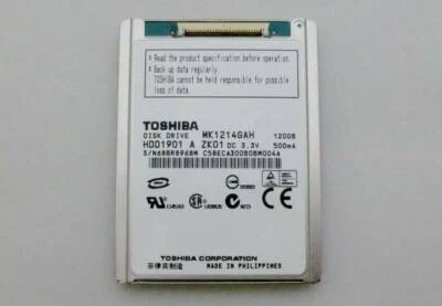 120GB Toshiba MK1214GAH 4200 RPM 1.8" ZIF/CE Hard Drive HDD - Image 1 of 2