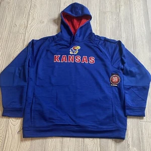 Kansas Jayhawks Logo Ribbed Pullover Hoodie Men’s XXL Blue Colosseum New - Picture 1 of 13