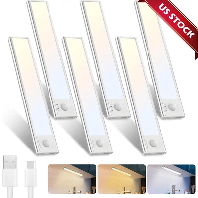 LED Motion Sensor Under Cabinet Closet Light USB Rechargeable Kitchen Lamp Strip - Image 1 of 4