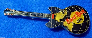 MEXICO CITY *SMALL* BLACK WORLD MAP GLOBE THE AMERICAS GUITAR Hard Rock Cafe PIN - Picture 1 of 1