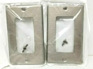 Lot of 2 LEVITON 1 Gang Satin STAINLESS STEEL DECORA Wallplates 84401 NIP - Picture 1 of 3