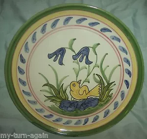Vintage Majolica HP Portugal Ceramica Childs Dish Plate Yellow Duck Bird Chick - Picture 1 of 2