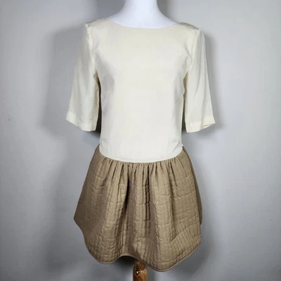 H&M Silk Dress Womens Small Mini Fairy Whimsigoth Dainty Quilted Skirt Old Money - Image 1 of 4
