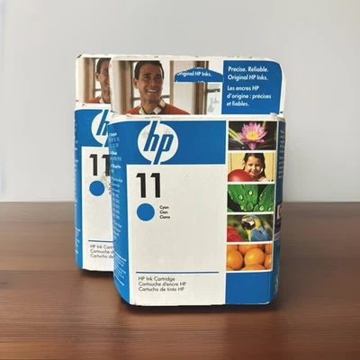 HP 11 Cyan Ink CARTRIDGE C4836A Genuine New Sealed Free Shipping EXP 2010 2 Pack - Image 1 of 2