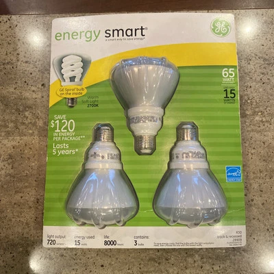 GE Energy Smart Warm Soft Light Bulbs - Model #28909 R30- 15 Watts (3 Bulbs)  - Image 1 of 4