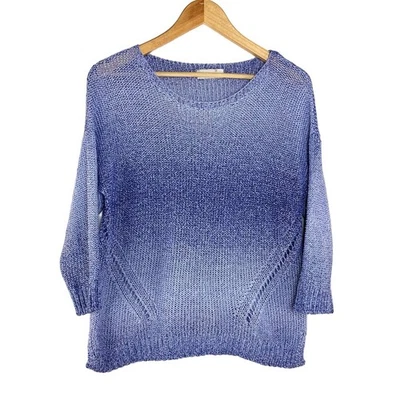 M&S Per Una Women's Blue Ombre Italian Made Sweater US Size 12 L UK 14  - Image 1 of 4
