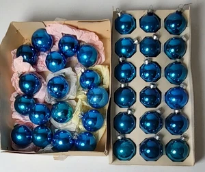 32 Vintage Rauch glänzend kobaltblau 1,75" Glaskugel Weihnachtsschmuck - Bild 1 von 11