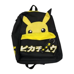 Pokémon Pikachu Backpack 17" Bioworld Black Yellow Padded Bookbag Book Bag - Picture 1 of 8