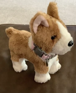 American Girl Doll Corgi Puppy Dog Poseable Pink Sparkle Crown Collar(120ia) - Picture 1 of 7